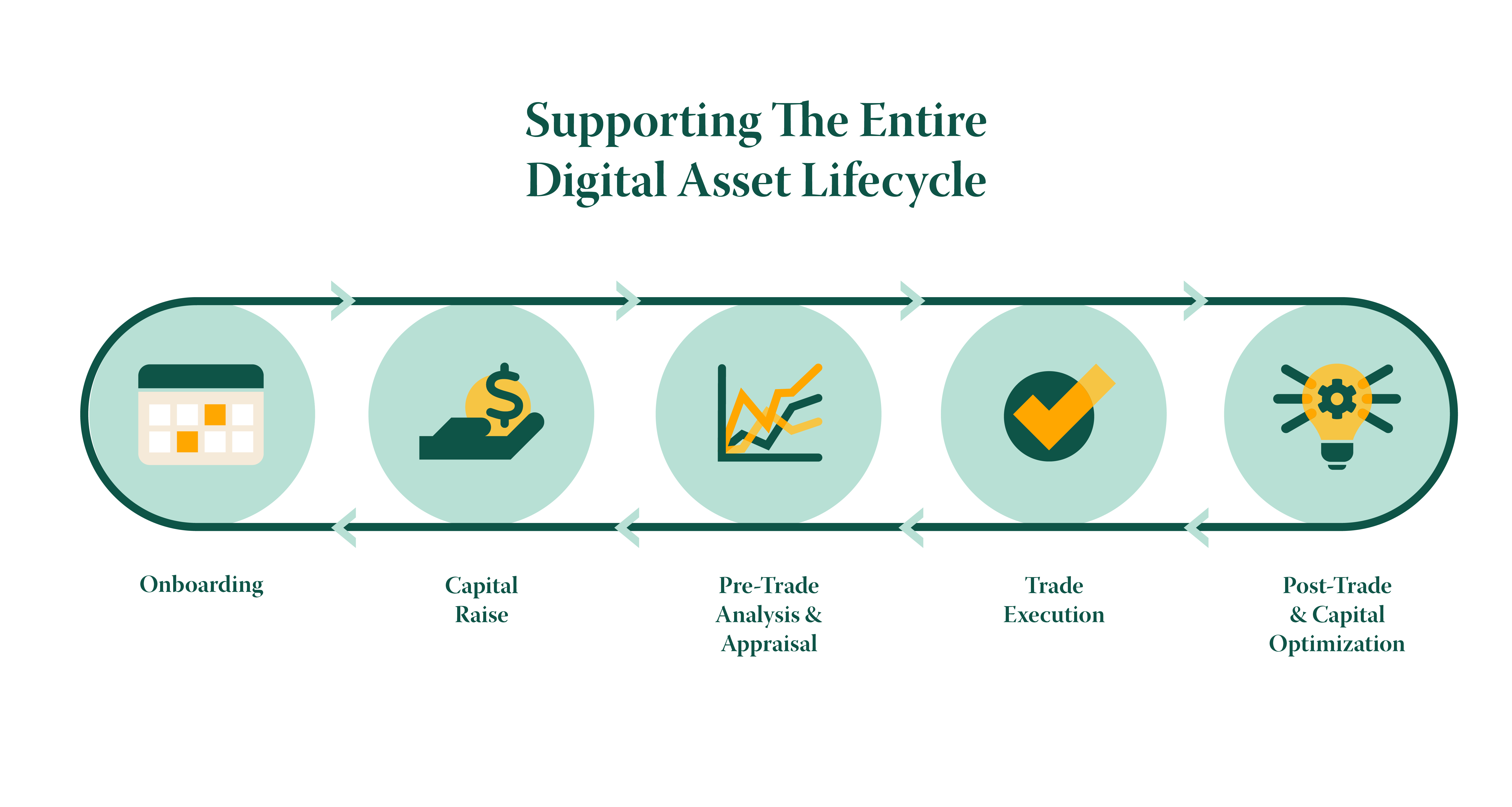 Digital Asset Lifecycle: Onboarding, Capital Rise, Pre-Trade Analysis and Appraisal, Trade Execution and Post-Trade and Capital Optimization