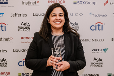 Priya Kundamal - General Manager, Head of DTCC Data Repository, Singapore Pte. Ltd. (DDRS), wins Excellence in Leadership Award.