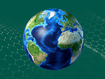 Globe on green background