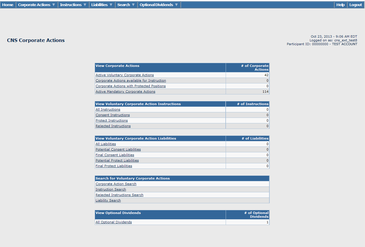 CNS Menu