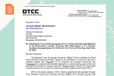 DTCC's Comment Letter to the SEC on the UST Clearing Proposal