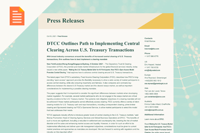 DTCC Outlines Path to Implementing Central Clearing Across U.S. Treasury Transactions