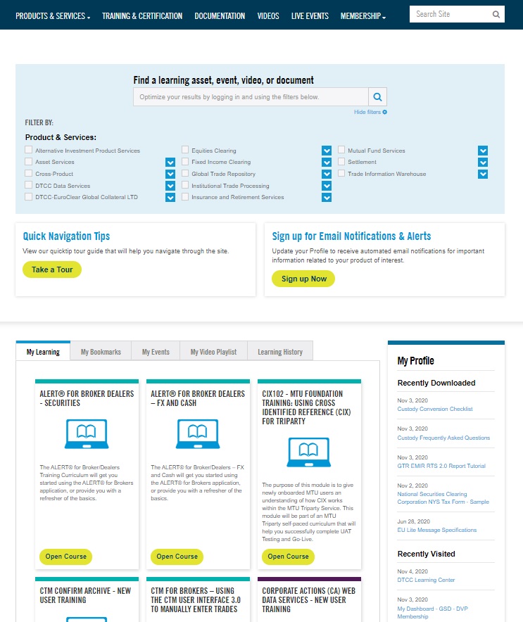 Finding Content on the DTCC Learning Center is Now Easier